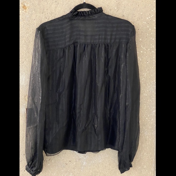 Longchamp glitter blouse L button-up puff-sleeve - Picture 3 of 7